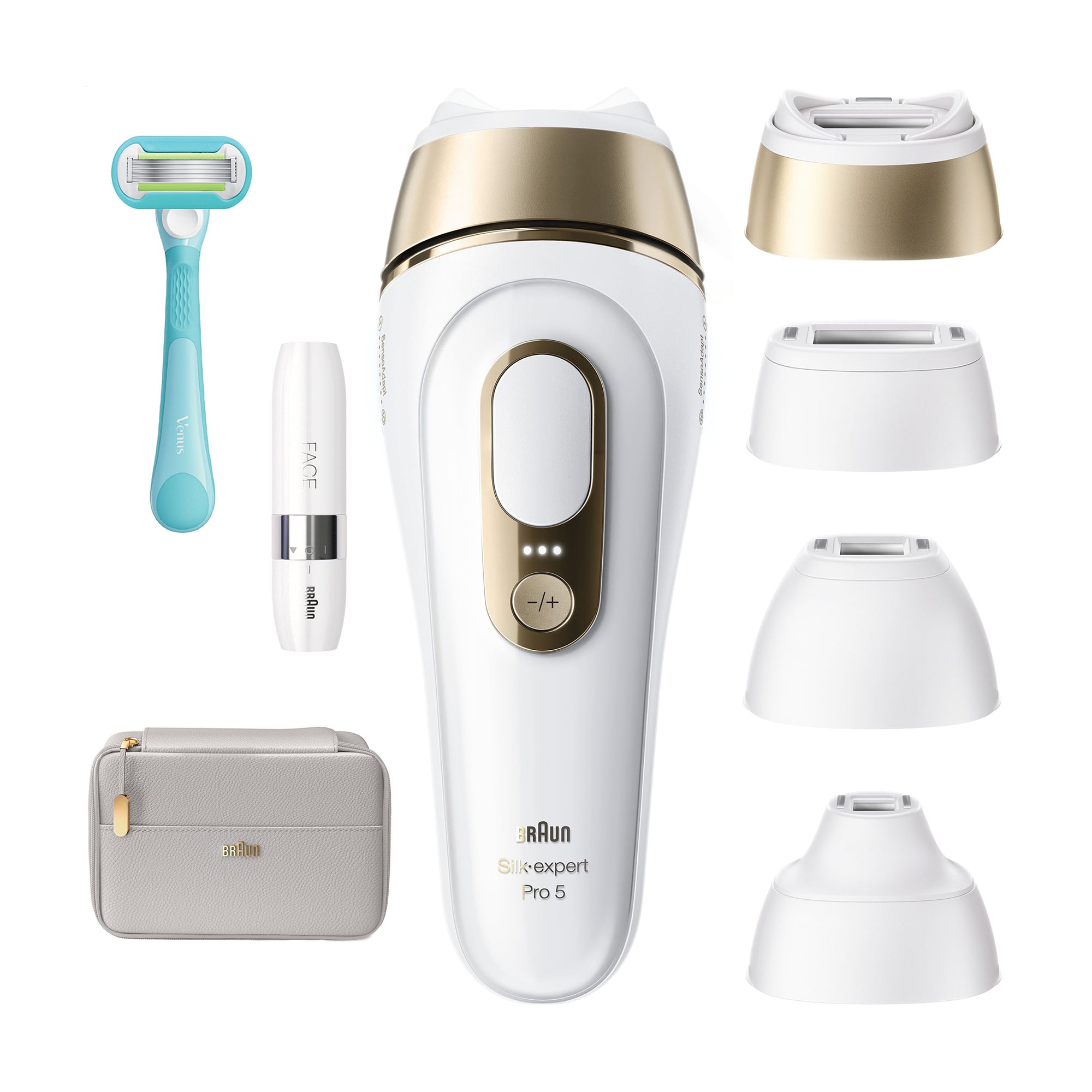 Набір Braun (фотоепілятор Silk-expert Pro 5 PL5412, 1 шт + насадки, 4 шт + тример, 1 шт + бритва Gillette Venus Extra Smooth, 1 шт + косметичка)